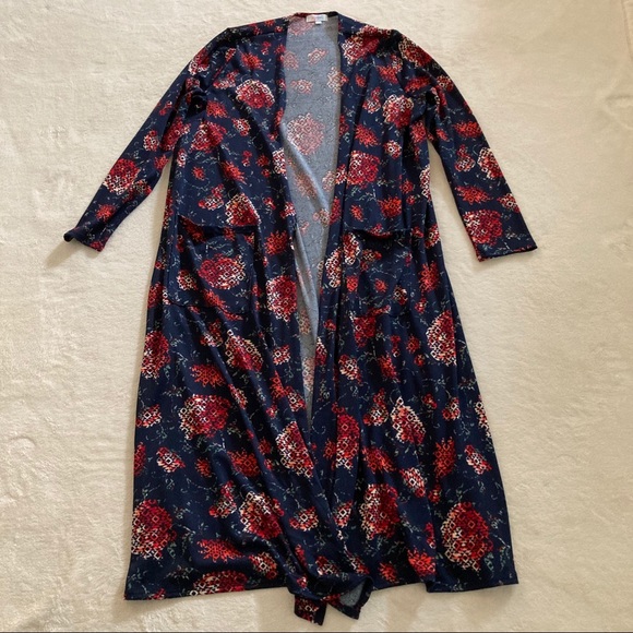 LuLaRoe Sweaters - LuLaRoe Sarah cardigan, blue/red — sz L
